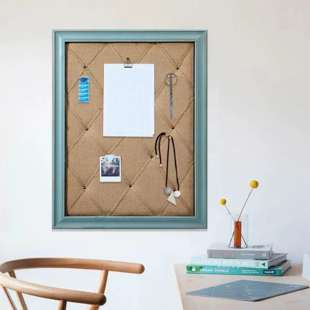 Alt view image 11 of 12 - Fabric Bulletin Board Memo Board 21"×27", Large Cork Boards for Walls with Rustic Blue Frame, Vision Boards Photo Display Board, Pinboard Wall Organizer, Decorative Note Message Board