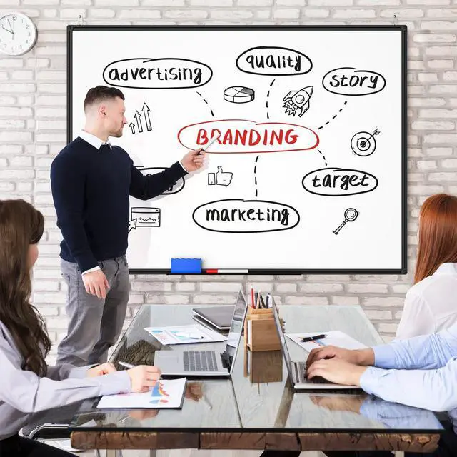 Alt view image 13 of 14 - Magnetic Dry Erase Whiteboard - 46 x 33 Inch White Board - 4 x 3 Large Wall-Mounted Board with Black Aluminum Frame, 1 Magnetic Eraser, 2 Pen, Detachable Marker Tray, 6 Magnets