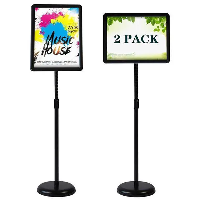 Alt view image 7 of 12 - Sign Holder Pedestal Sign Stand 8.5x11 inches with Base for Floor Vertical & Horizontal View Displayed,Snap-Open Frame with Safety Corner Outdoor,2 Pack