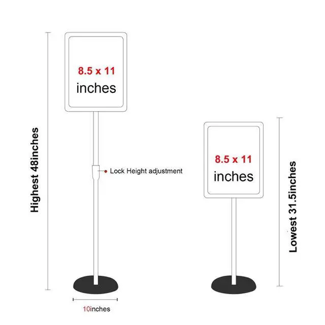 Alt view image 8 of 12 - Sign Holder Pedestal Sign Stand 8.5x11 inches with Base for Floor Vertical & Horizontal View Displayed,Snap-Open Frame with Safety Corner Outdoor,2 Pack