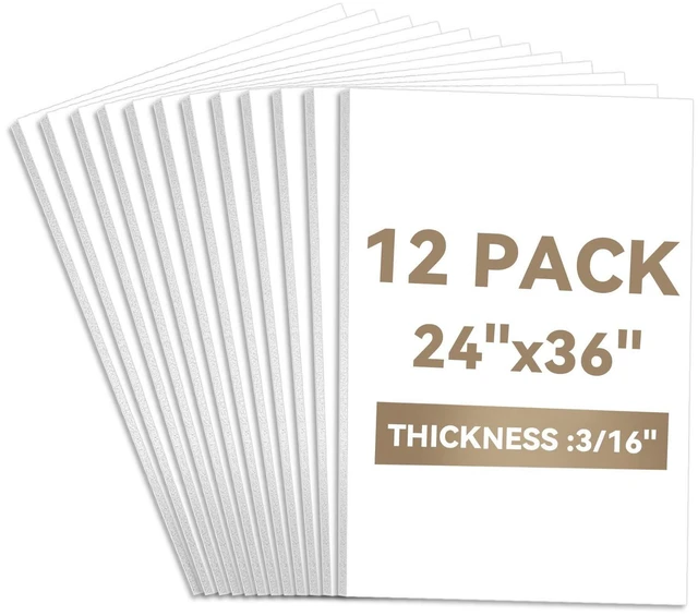 Alt view image 7 of 12 - Foam Board 24×36×3/16" Thick, 12 Pack White Poster Board, 5mm Foam Core Board, Acid Free Double Sided Foam Board Sheets Perfect for Art Porject, Painting, Craft, Presentation