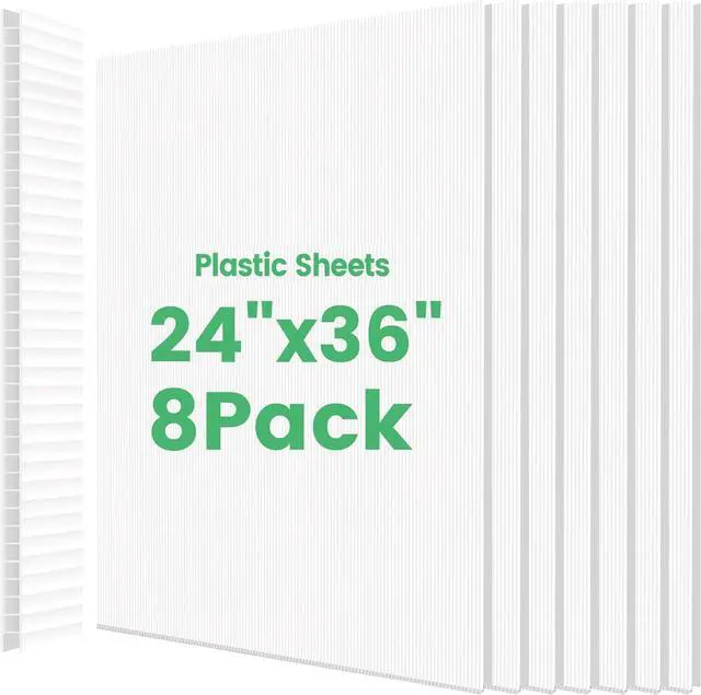 Alt view image 2 of 2 - 8 Pack 24x36 Inch Corrugated Plastic Board, White Poster Board, | 4mm Thick Waterproof Double-Sided Coroplast Sheets & Blank Yard Signs for Business Advertising, Real Estate & Garage Sales
