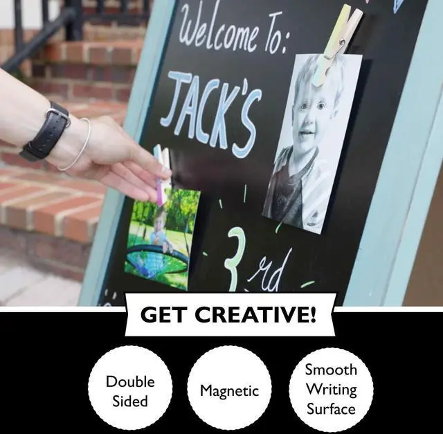 Alt view image 12 of 14 - A Frame Chalk Board Easel Sign 21x30 in - Sandwich Signs Outdoor | Solid Wood A Frame Chalkboard Sign, Magnetic Double-Sided Blackboard Easel, Includes Chalk & Eraser - Brown
