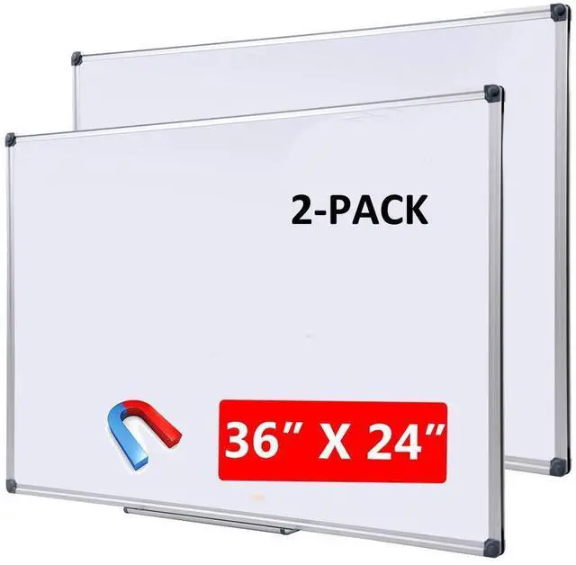 Alt view image 7 of 12 - 2 Pack 36 x 24 in Magnetic Dry Erase Whiteboard for Wall, Classroom Board | Wall Mounted Easy to Clean White Boards with Removable Pen Tray. Aluminum Frame Commercial Quality for Teachers, Students