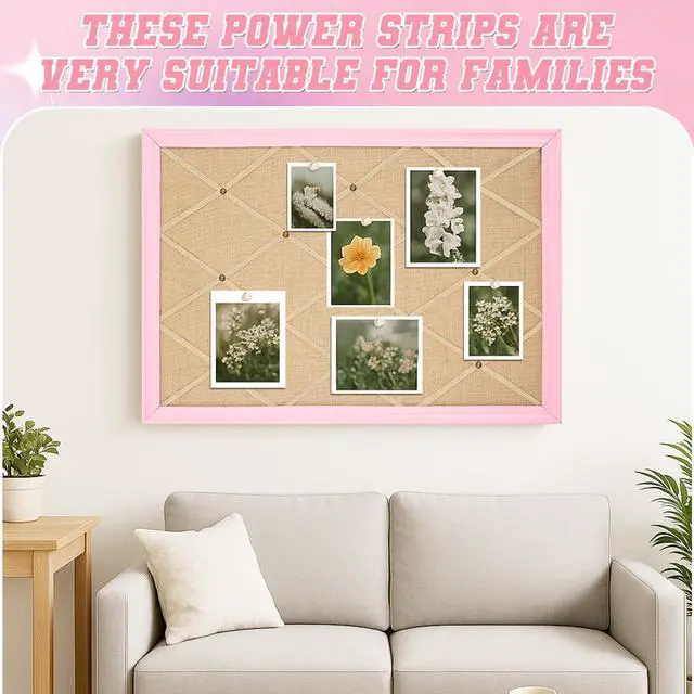 Alt view image 12 of 12 - Pink Bulletin Board 21"×27" Linen Fabric Decorative Boards Hanging Memo Board with 20 Pushpins Large Cork Bulletin Boards for Home Office Decor Photos Display - Gold Linen with Pink Frame