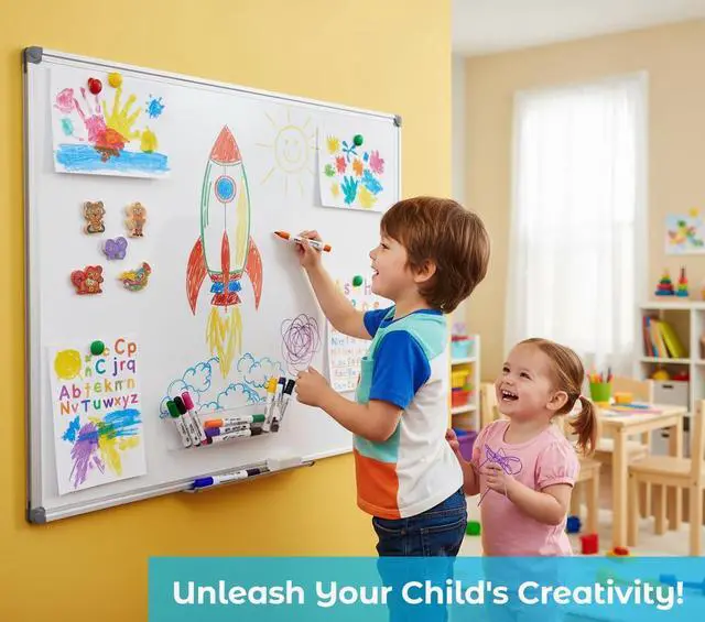 Alt view image 12 of 12 - 2 Pack 36 x 24 in Magnetic Dry Erase Whiteboard for Wall, Classroom Board | Wall Mounted Easy to Clean White Boards with Removable Pen Tray. Aluminum Frame Commercial Quality for Teachers, Students