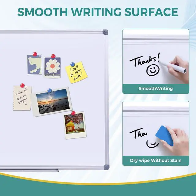 Alt view image 8 of 12 - 2 Pack 36 x 24 in Magnetic Dry Erase Whiteboard for Wall, Classroom Board | Wall Mounted Easy to Clean White Boards with Removable Pen Tray. Aluminum Frame Commercial Quality for Teachers, Students