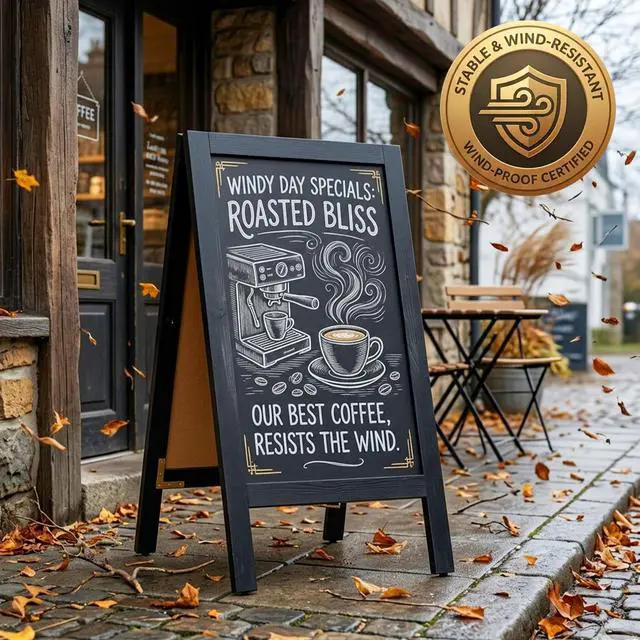 Alt view image 14 of 14 - A-Frame Double-Sided Magnetic Chalkboard 40"x20", Solid Pine Wood Freestanding Sandwich Board for Restaurants, Cafes, Weddings (Black)