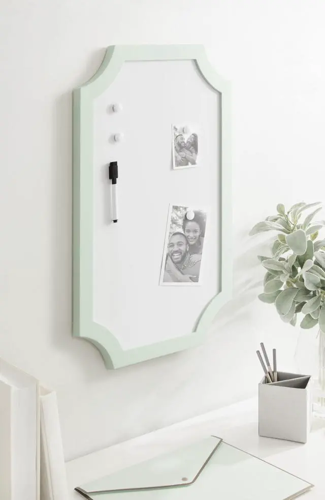 Alt view image 10 of 14 - Holbrook Scalloped Magnetic Dry Erase Board with Marker and Four Magnets; 15 x 24; Green; Decorative Wall Organization White Board for Use as Bedroom or Dorm Room Decor