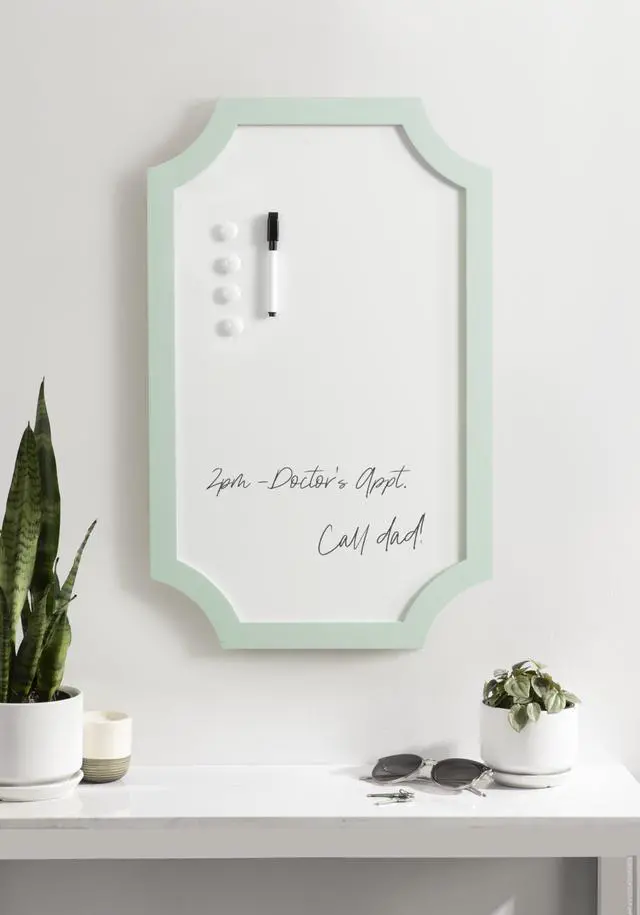 Alt view image 11 of 14 - Holbrook Scalloped Magnetic Dry Erase Board with Marker and Four Magnets; 15 x 24; Green; Decorative Wall Organization White Board for Use as Bedroom or Dorm Room Decor