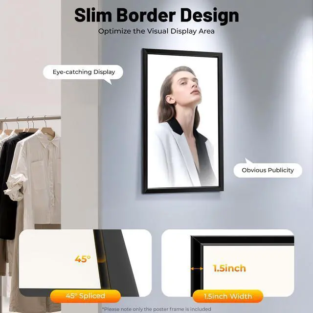 Alt view image 12 of 14 - LED Poster Frame, 24" x 36" LED Backlit Poster Photo Frame Movie Poster Aluminum Alloy Advertisement Signage Light Sign, Wall Mounting, Frame for Movie Poster Advertising Display (Black, 24" x 36")