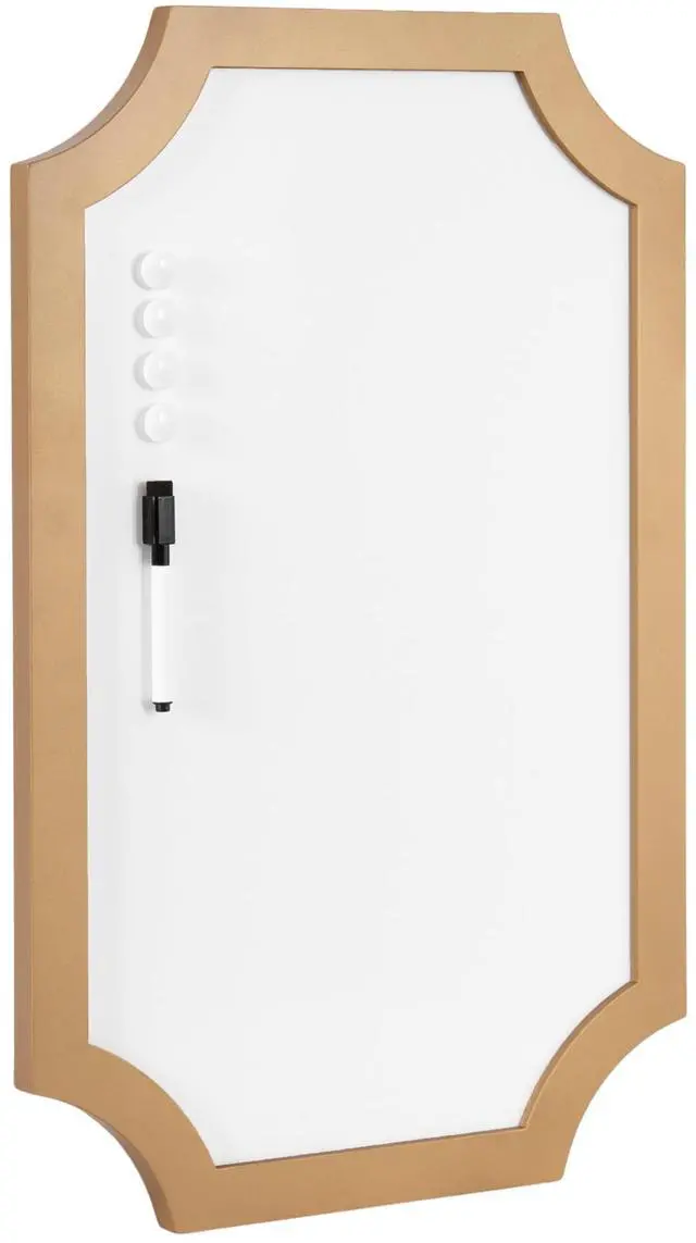 Alt view image 8 of 14 - Holbrook Scalloped Magnetic Dry Erase Board with Marker and Four Magnets; 15 x 24; Gold; Decorative Wall Organization White Board for Use as Bedroom or Dorm Room Decor