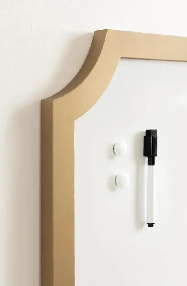 Alt view image 13 of 14 - Holbrook Scalloped Magnetic Dry Erase Board with Marker and Four Magnets; 15 x 24; Gold; Decorative Wall Organization White Board for Use as Bedroom or Dorm Room Decor