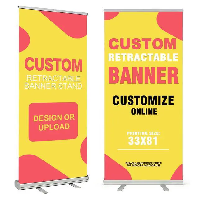 Alt view image 8 of 14 - Custom Retractable Banner with Aluminum Silver Stand, Frame Portable with Travel Bag for Business Advertising, Wedding Events, Indoor,Outdoor
