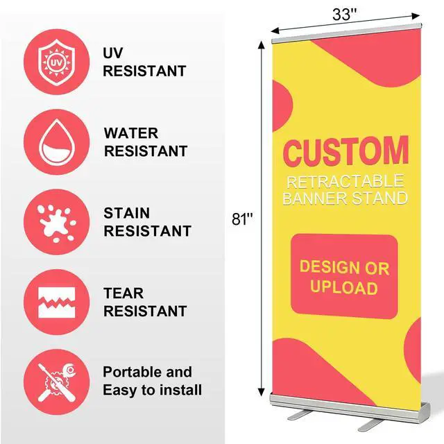 Alt view image 10 of 14 - Custom Retractable Banner with Aluminum Silver Stand, Frame Portable with Travel Bag for Business Advertising, Wedding Events, Indoor,Outdoor