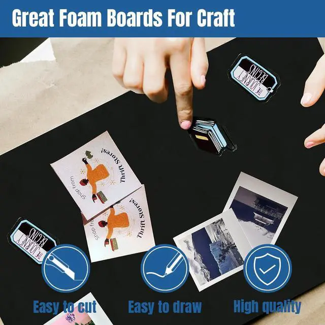Alt view image 12 of 14 - 8PACK Black Foam Board for DIY Projects 24x36×3/16 inches,5MM Poster Board High Quality Blank Board Perfect for Arts Crafts School Projects Presentation Displays
