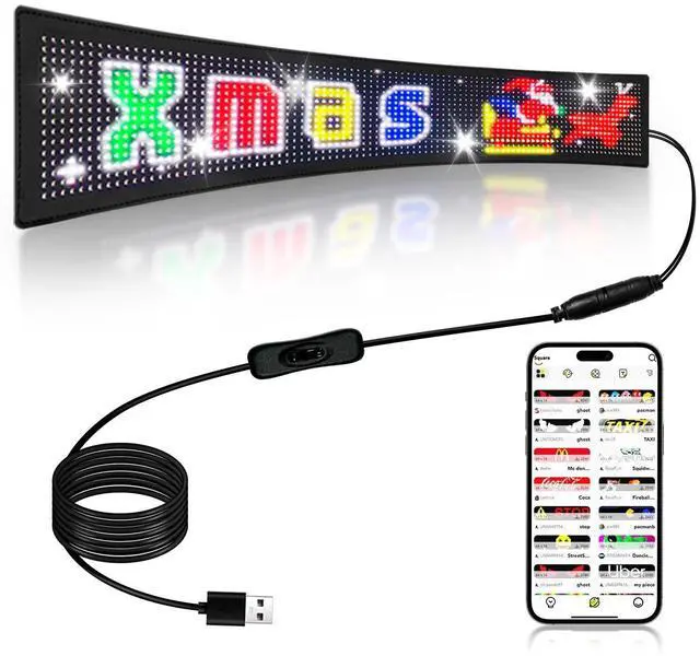 Alt view image 8 of 14 - LED Sign, 23"x5" Programmable LED Sign with Bluetooth APP Control - Huge Bright Scrolling Text/Animations for Car, Store, Christmas Advertising (Pre-Made & Custom Modes)