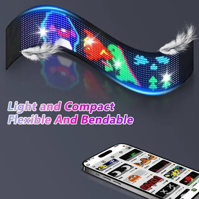 Alt view image 10 of 14 - LED Sign, 23"x5" Programmable LED Sign with Bluetooth APP Control - Huge Bright Scrolling Text/Animations for Car, Store, Christmas Advertising (Pre-Made & Custom Modes)