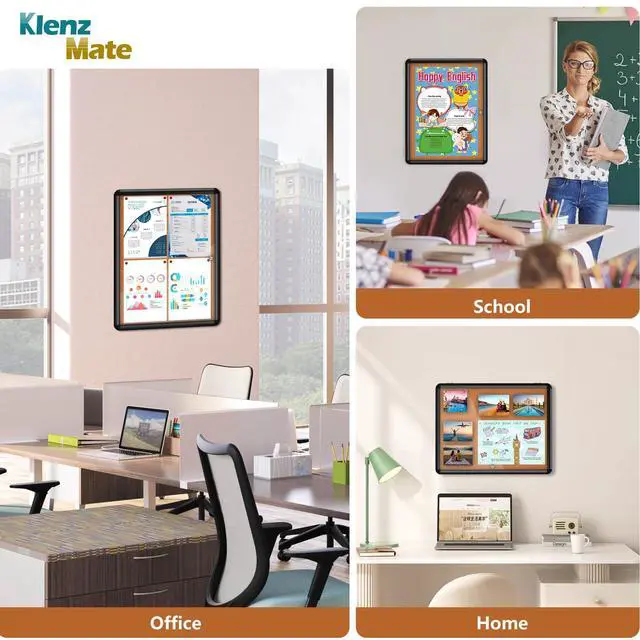 Alt view image 14 of 14 - 26"x20" Enclosed Cork Bulletin Board Waterproof Display Case,Aluminium Fram | Shatter Resistant Lockable Bulletin Board with Clear Acrylic Door for School,Office,Mall,Community,Hospital