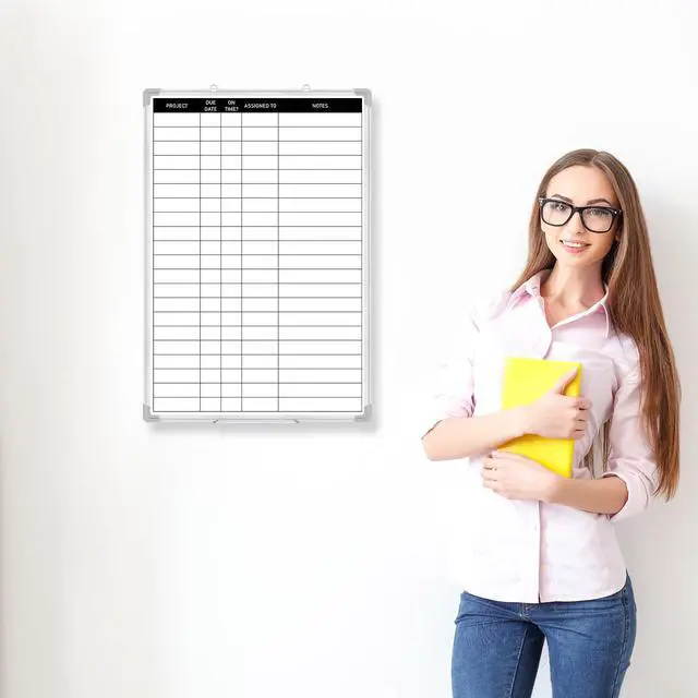 Alt view image 9 of 12 - Aluminum Frame Dry Erase Board with Lines, Double Sided Wall-Mounted Whiteboard for Scheduling, to Do Lists & Weekly Planning, Reusable Calendar for Home & Work(Project Planning Board,18"x24")