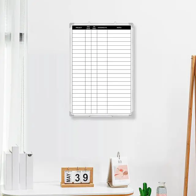 Alt view image 11 of 12 - Aluminum Frame Dry Erase Board with Lines, Double Sided Wall-Mounted Whiteboard for Scheduling, to Do Lists & Weekly Planning, Reusable Calendar for Home & Work(Project Planning Board,18"x24")