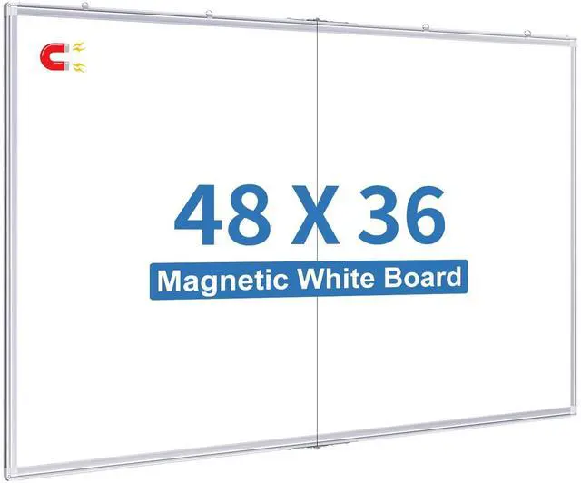 Alt view image 8 of 14 - Magnetic Dry Erase White Board 48" x 36" Aluminum Frame | Dry Erase Board, Wall-mounted or Hanging. Double Sided Surface Increase Display. Smooth Write. Ideal for Home, Office, Class