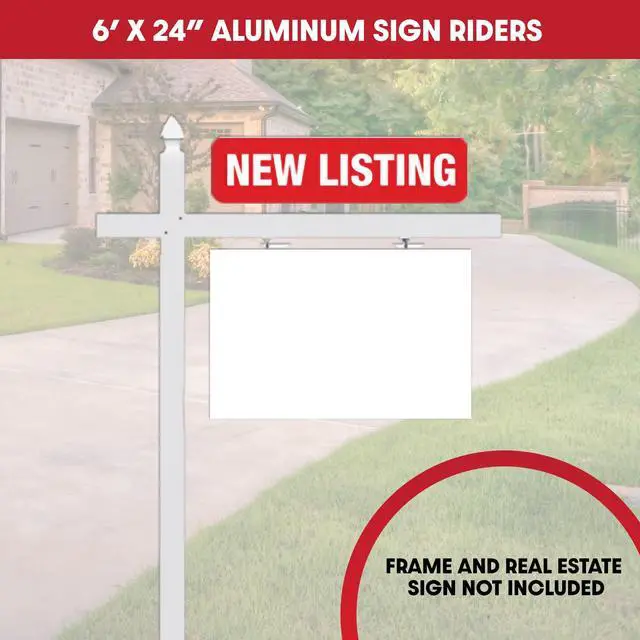 Alt view image 7 of 8 - Red Real Estate Sign Riders | Set of 6 Aluminum Metal Signs With Different Messages for Real Estate | 6x24 inch