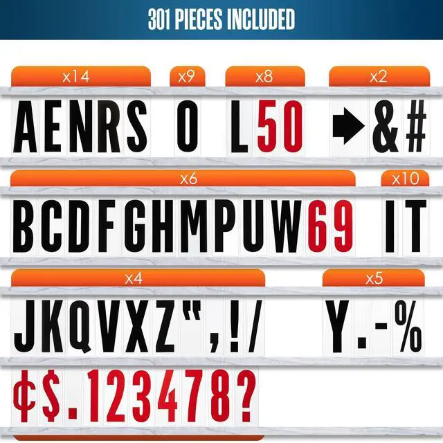 Alt view image 10 of 14 - Marquee Letters, Sign Letters, Marquee Sign, Markee, Plastic, Acrylic, Changeable, for Outdoor Board, Letterboard, Church, Restaurant, 4 Inch Character on 5 Panel, 301 PC with Numbers