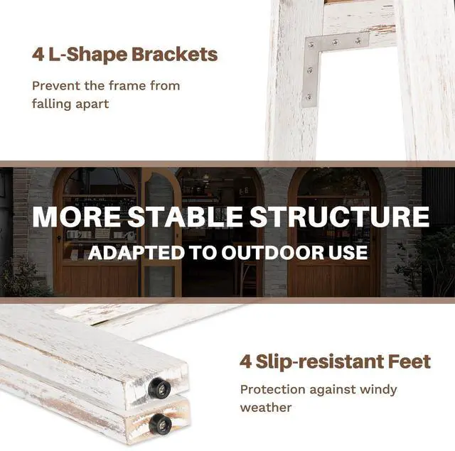 Alt view image 12 of 14 - A-Frame Double-Sided Magnetic Chalkboard 40"x20", Solid Pine Wood Freestanding Sandwich Board for Restaurants, Cafes, Weddings (Rustic White)