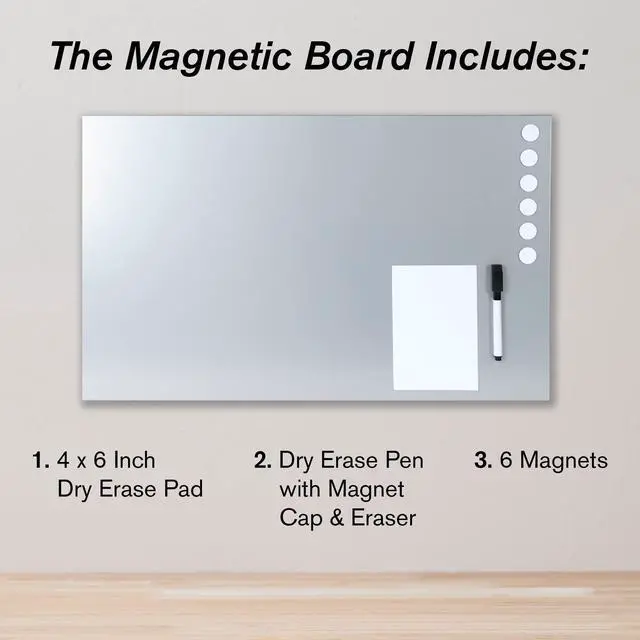Alt view image 11 of 12 - MMF Industries Magnetic Bulletin Board - 24 x 14 Inches - Silver - Includes 6 Magnets, 4 x 6 Dry Erase Board & Dry Erase Marker - Scratch Resistant Finish - Horizontal & Vertical Display