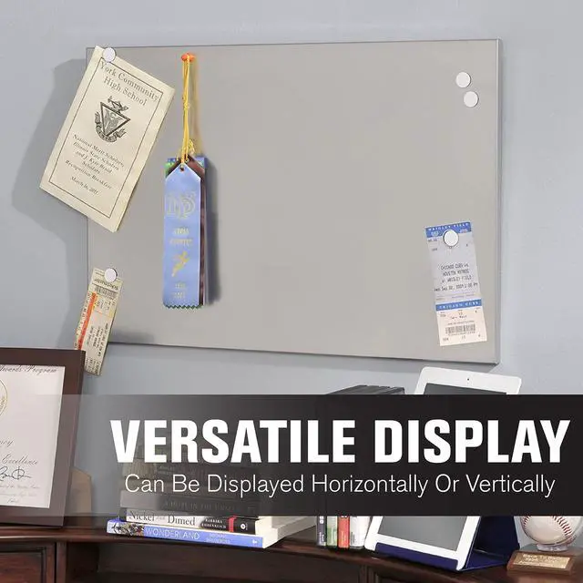 Alt view image 8 of 12 - MMF Industries Magnetic Bulletin Board - 24 x 14 Inches - Silver - Includes 6 Magnets, 4 x 6 Dry Erase Board & Dry Erase Marker - Scratch Resistant Finish - Horizontal & Vertical Display
