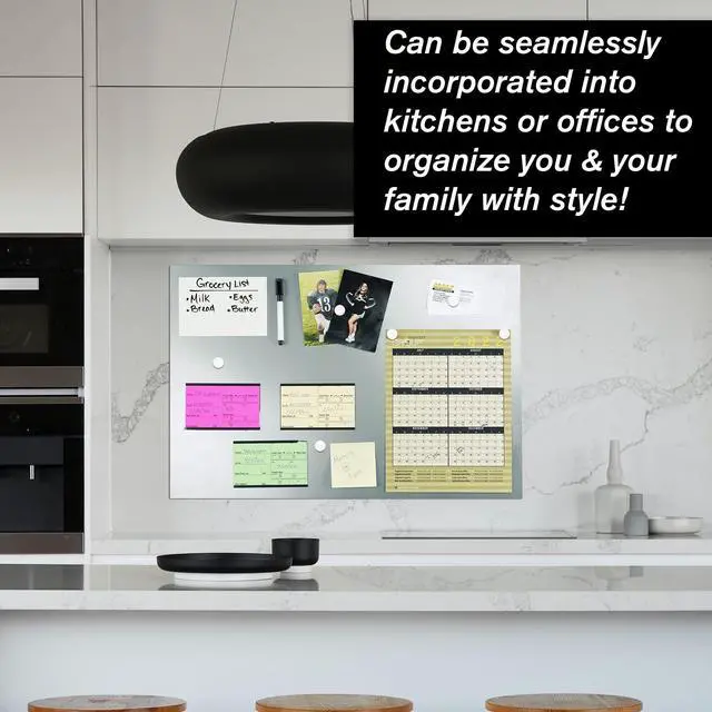 Alt view image 9 of 12 - MMF Industries Magnetic Bulletin Board - 24 x 14 Inches - Silver - Includes 6 Magnets, 4 x 6 Dry Erase Board & Dry Erase Marker - Scratch Resistant Finish - Horizontal & Vertical Display