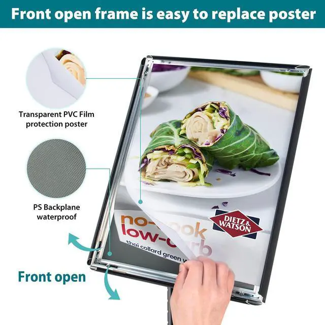 Alt view image 12 of 14 - 2Pack 8.5x11 Inch Adjustable Sign Holder Poster Stand, Heavy Duty Floor Sign Stand with Aluminum Snap Open Frame for Vertical and Horizontal Sign Displayed(Black)