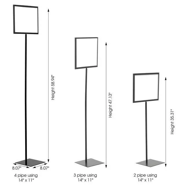 Alt view image 10 of 13 - Floor Standing Sign Holder 11x14 Inches Black Landscape Double Sided Menu Poster Display Flat Base For Restaurant Cafe Hotel School Hospital
