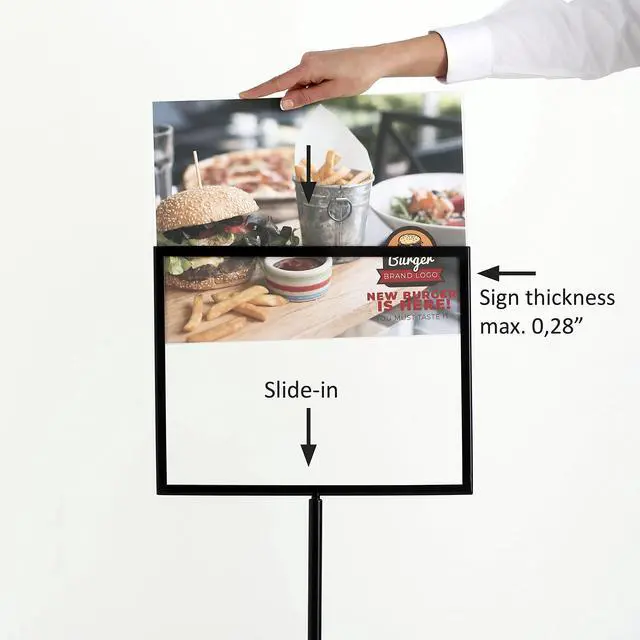 Alt view image 11 of 13 - Floor Standing Sign Holder 11x14 Inches Black Landscape Double Sided Menu Poster Display Flat Base For Restaurant Cafe Hotel School Hospital