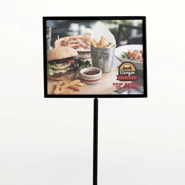 Alt view image 12 of 13 - Floor Standing Sign Holder 11x14 Inches Black Landscape Double Sided Menu Poster Display Flat Base For Restaurant Cafe Hotel School Hospital
