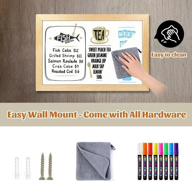 Alt view image 10 of 14 - Magnetic Chalkboard for Wall, 20 x 40 Inch Solid Wood Framed Brown Magnetic Board, Wall Mounted Chalk Board for Kitchen, Restaurant, Food Truck and Calendar Board