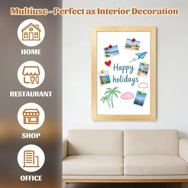 Alt view image 13 of 14 - Magnetic Chalkboard for Wall, 20 x 40 Inch Solid Wood Framed Brown Magnetic Board, Wall Mounted Chalk Board for Kitchen, Restaurant, Food Truck and Calendar Board