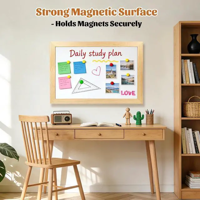 Alt view image 12 of 14 - Magnetic Chalkboard for Wall, 20 x 40 Inch Solid Wood Framed Brown Magnetic Board, Wall Mounted Chalk Board for Kitchen, Restaurant, Food Truck and Calendar Board