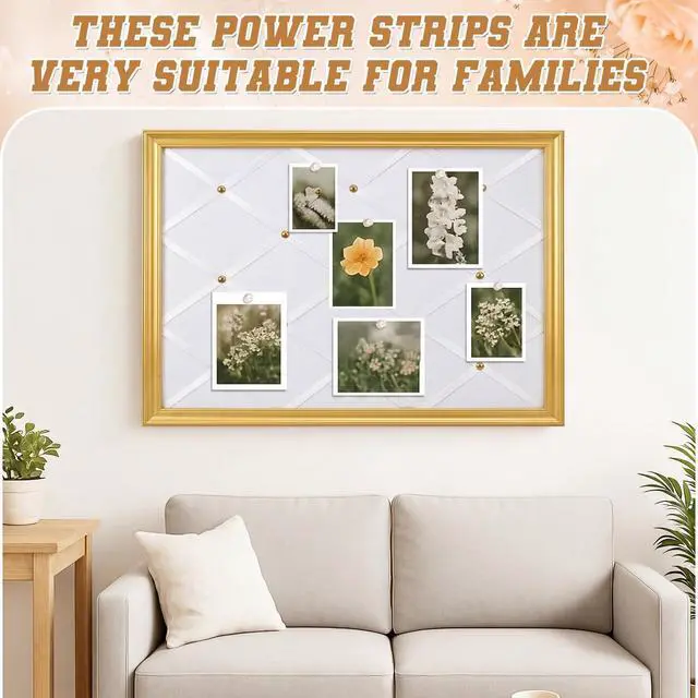 Alt view image 12 of 12 - White Bulletin Board 21"×27" Linen Fabric Decorative Board Hanging Memo Boards for Women Large Cork Bulletin Boards for Home Office with 20 Pushpins - White Linen with Gold Frame