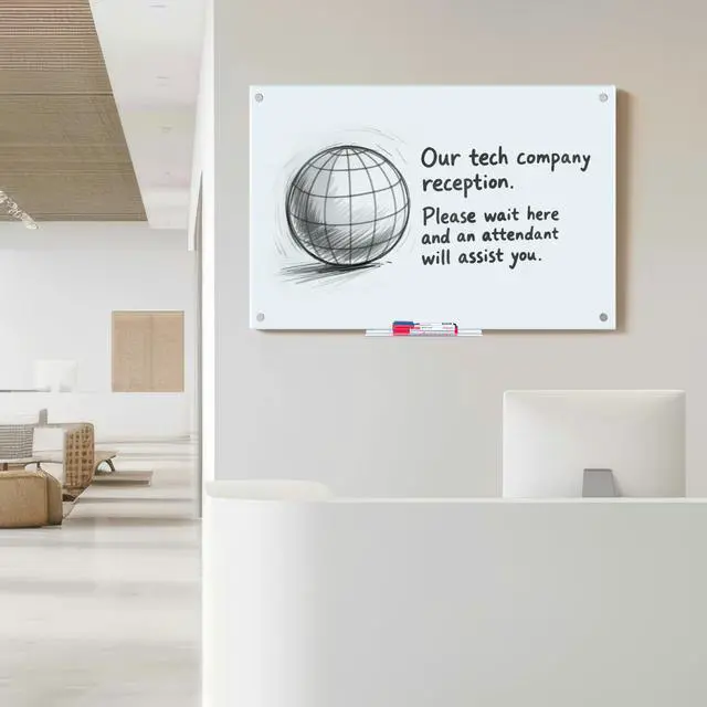 Alt view image 12 of 14 - Magnetic Glass Dry Erase White Board, 36 x 24 Inches Glass Board for Wall Mounted, Includes 6 Magnets, 3 Markers and 1 Eraser for Classroom Home, Office Supplies (White)