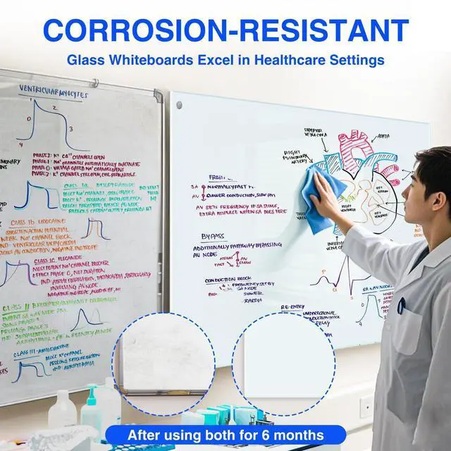 Alt view image 13 of 14 - Magnetic Glass Dry Erase White Board, 36 x 24 Inches Glass Board for Wall Mounted, Includes 6 Magnets, 3 Markers and 1 Eraser for Classroom Home, Office Supplies (White)