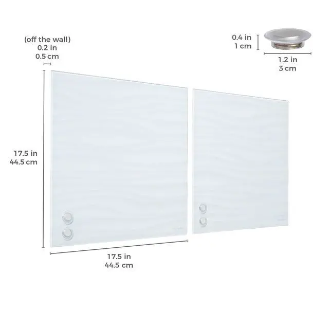 Alt view image 9 of 14 - MessageStor Dry-Erase Glass Board and Magnets, Office Essentials, White Waves, 2-Pack