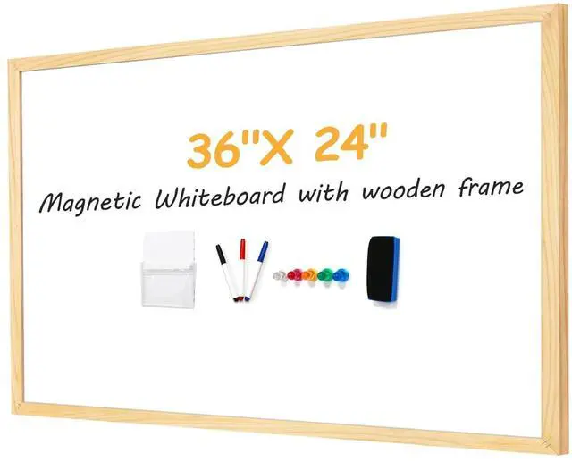 Alt view image 8 of 14 - Magnetic Whiteboard 36"x24" Decorative Wood Frame Wall-Mounted | Modern Farmhouse, Dry Erase Board, small board For Home Decor, Kitchen, Living Room, Office