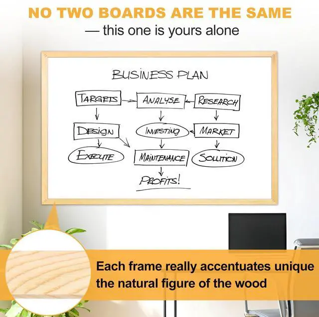 Alt view image 9 of 14 - Magnetic Whiteboard 36"x24" Decorative Wood Frame Wall-Mounted | Modern Farmhouse, Dry Erase Board, small board For Home Decor, Kitchen, Living Room, Office