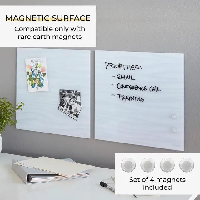 Alt view image 10 of 14 - MessageStor Dry-Erase Glass Board and Magnets, Office Essentials, White Waves, 2-Pack