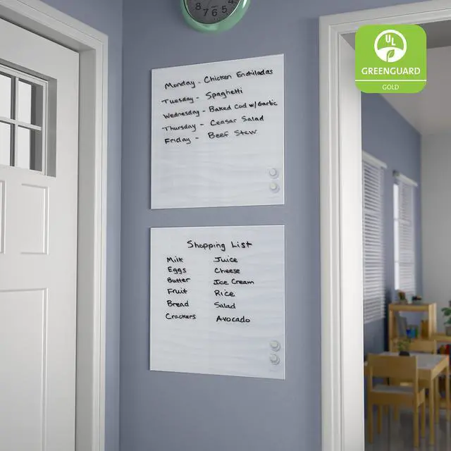 Alt view image 14 of 14 - MessageStor Dry-Erase Glass Board and Magnets, Office Essentials, White Waves, 2-Pack