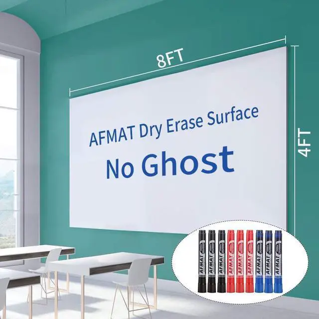 Alt view image 8 of 14 - Whiteboard for Wall, 8 x 4 ft White Board Sticker, 96 x 48 inches Dry Erase Wallpaper, Peel and Stick Whiteboard Contact Paper Roll for Wall/Table/Doors/Glass/Fridge, 9 Dry Erase Markers