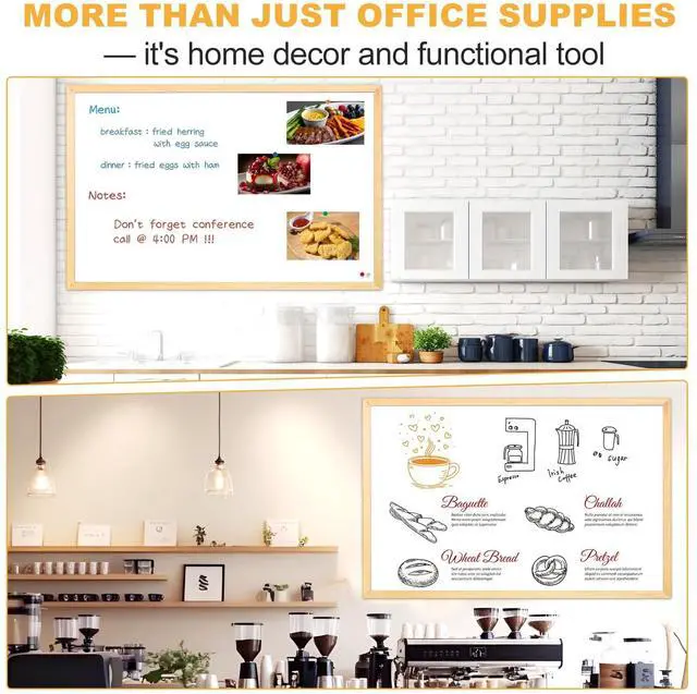 Alt view image 10 of 14 - Magnetic Whiteboard 36"x24" Decorative Wood Frame Wall-Mounted | Modern Farmhouse, Dry Erase Board, small board For Home Decor, Kitchen, Living Room, Office
