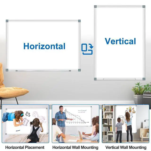 Alt view image 12 of 14 - White Board Dry Erase Whiteboard for Wall 36" x 24" (2pcs) Aluminum Presentation Magnetic Whiteboards with Long Pen Tray, Hanging Whiteboard for Office, Meeting Room, Classroom, School & Home